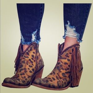 Brand new fringe leopard booties